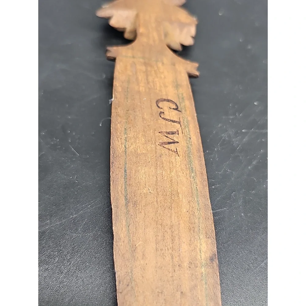 Signed Letter Opener Vintage Black Forest Switzerland Leaf Floral Wood Carved